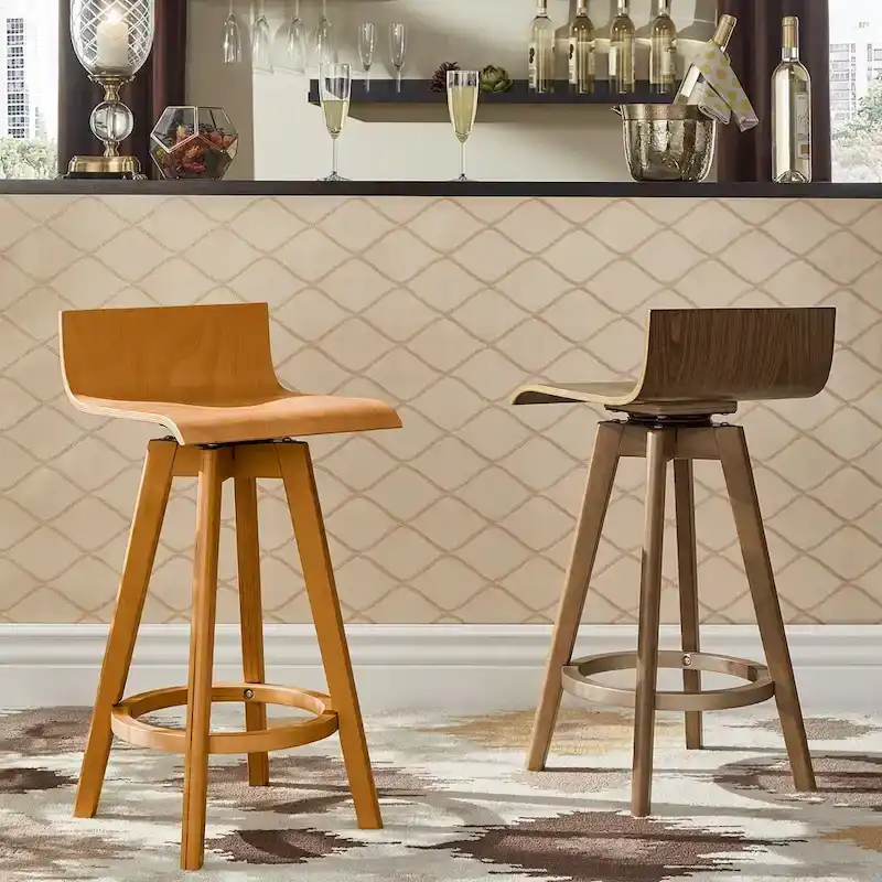 Mid-Century Modern Swivel Wood Stool