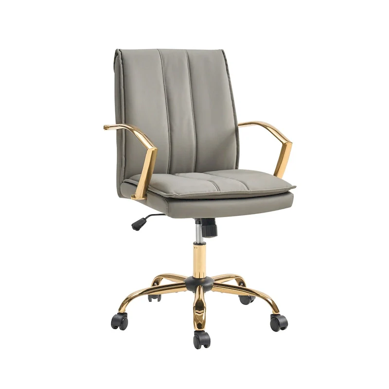 Modern Leather Rocking Office Chair with Metal Base