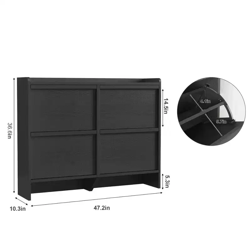 4-Drawer Flip Shoe Cabinet with Adjustable Shelf - Versatile Wooden Storage Organizer for Hallway, Entryway & Living Room