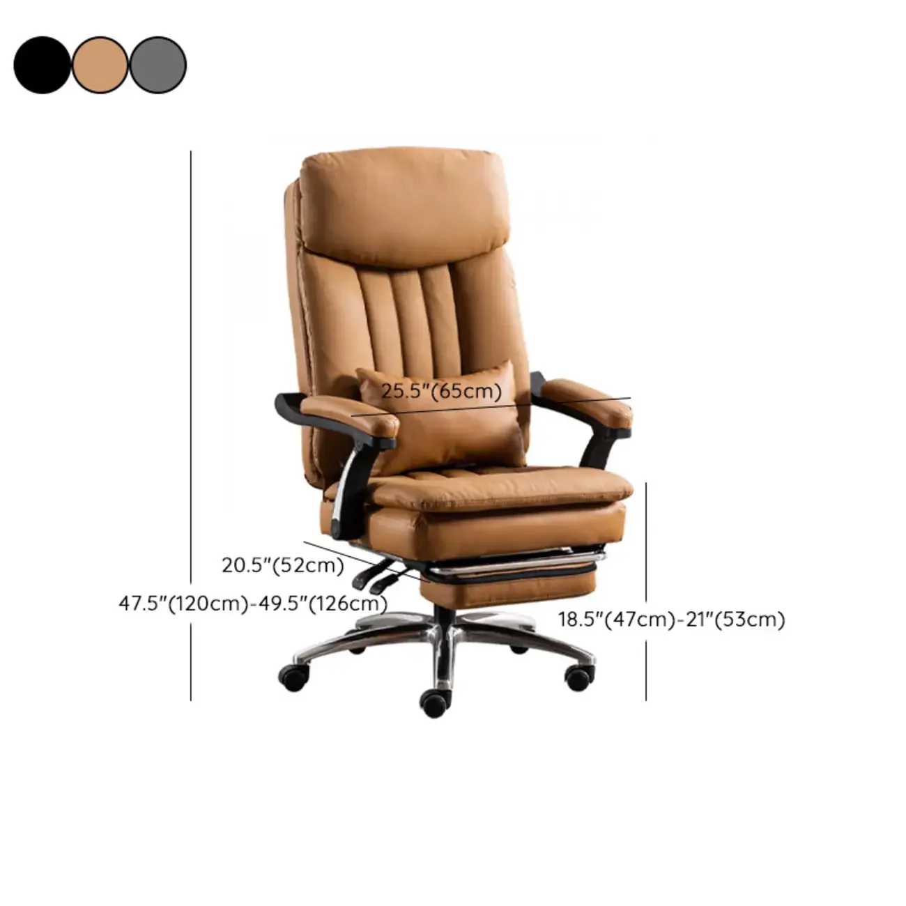 Stylish Brown Leather Reclining Executive Office Chair