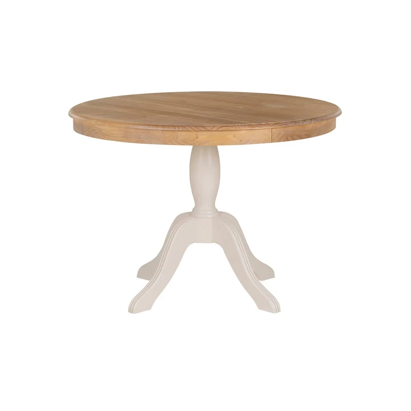 Round Pedestal Dining Table - Natural/White/Black, Solid Wood, Seats 4