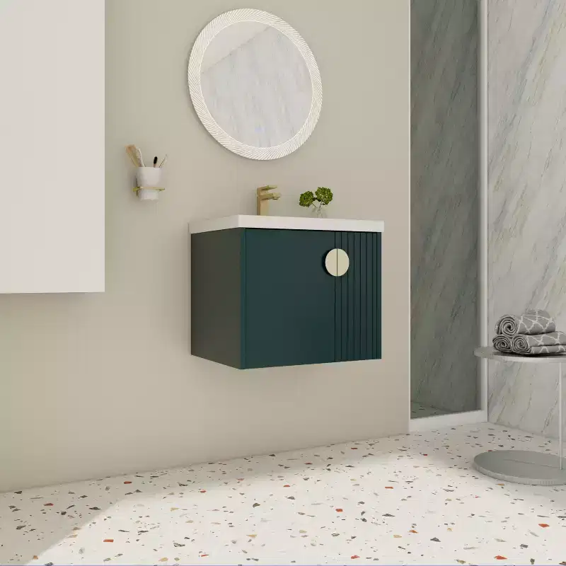Bathroom Vanity Cabinet with White Ceramic Sink, Floating Bathroom Vanity Wall Mounted Bathroom Vanity and Sink Combo with Soft-Close Door