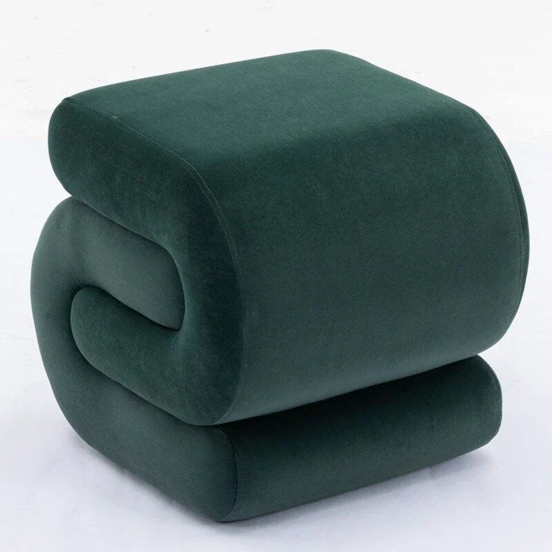 Velvet Fabric S-shape Ottoman Makeup Stool Footstool