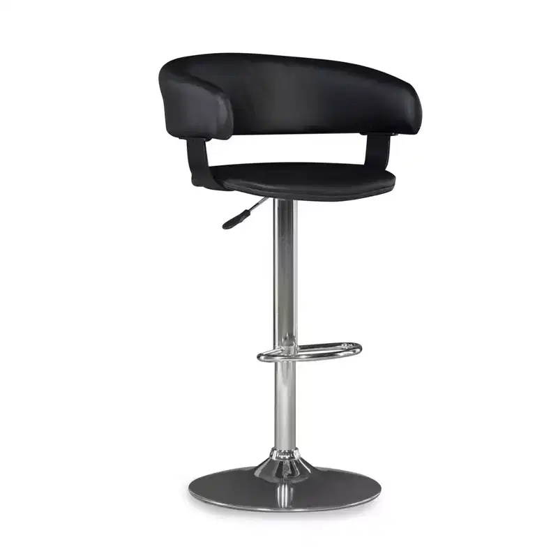 Pallas Adjustable Barrel Back Faux Leather Swivel Seat Barstool Black - Powell Company