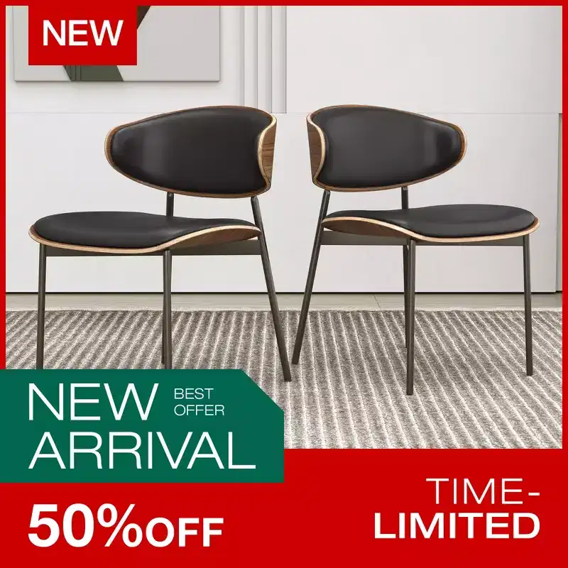 Luck Live Farmhouse Contemporary Dining Chairs with Metal Frame, Soft Upholstered Seat & Back (Set Of 2)