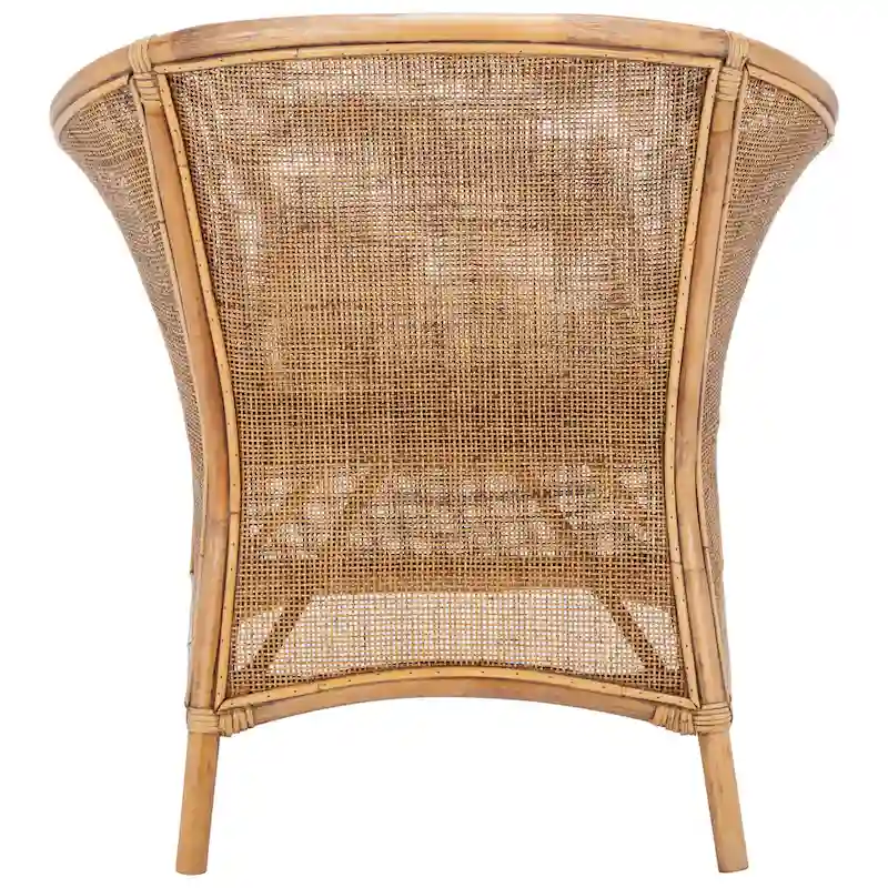 SAFAVIEH Adline Rattan Honey Brown Accent Chair with Cushion - 29.9  W x 25.6  L x 31.5  H - 30Wx26Dx32H