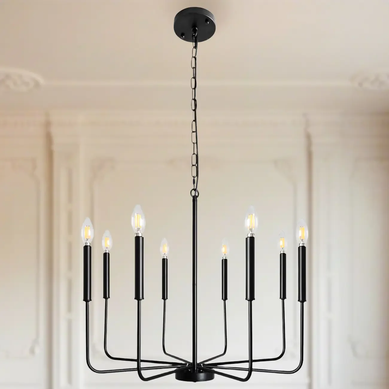 Industrial Black Chandeliers at Home with Adaptable Height