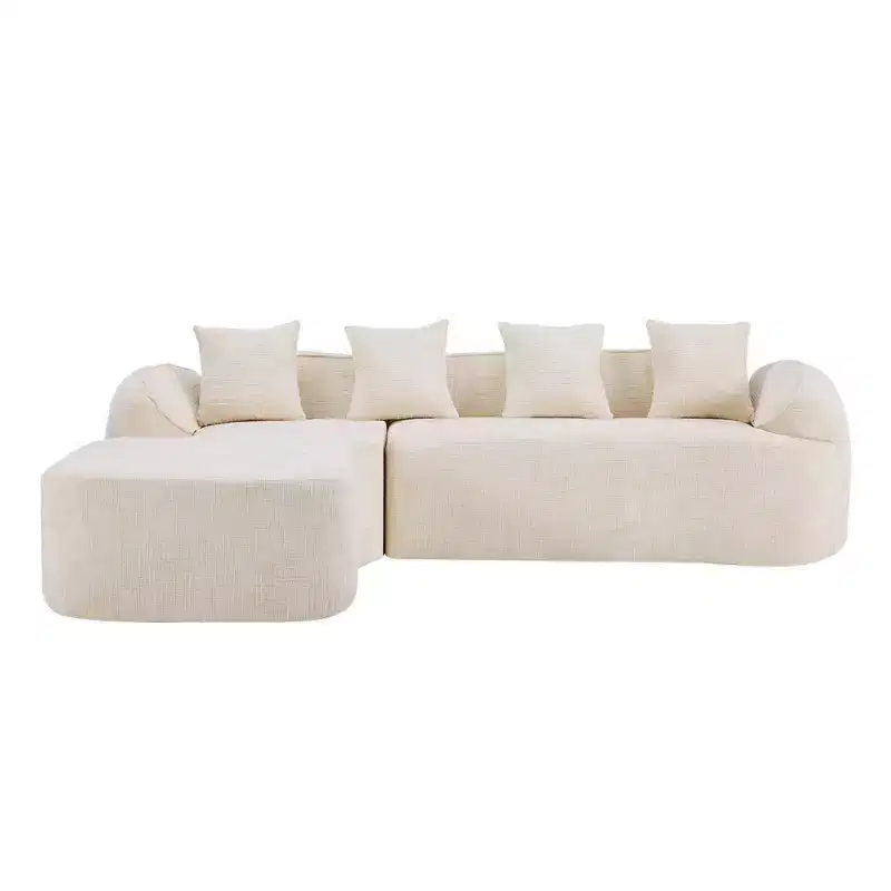 EHMKNP 101 L-Shaped Sectional Sofa with Curved Chaise  Modular Chenille Cloud Couch, No Assembly Required