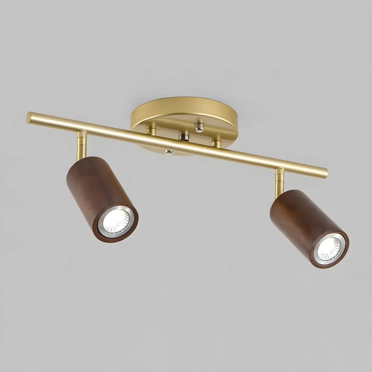 Modern Rubber Wood Brown Semi Flush Mount Track Light