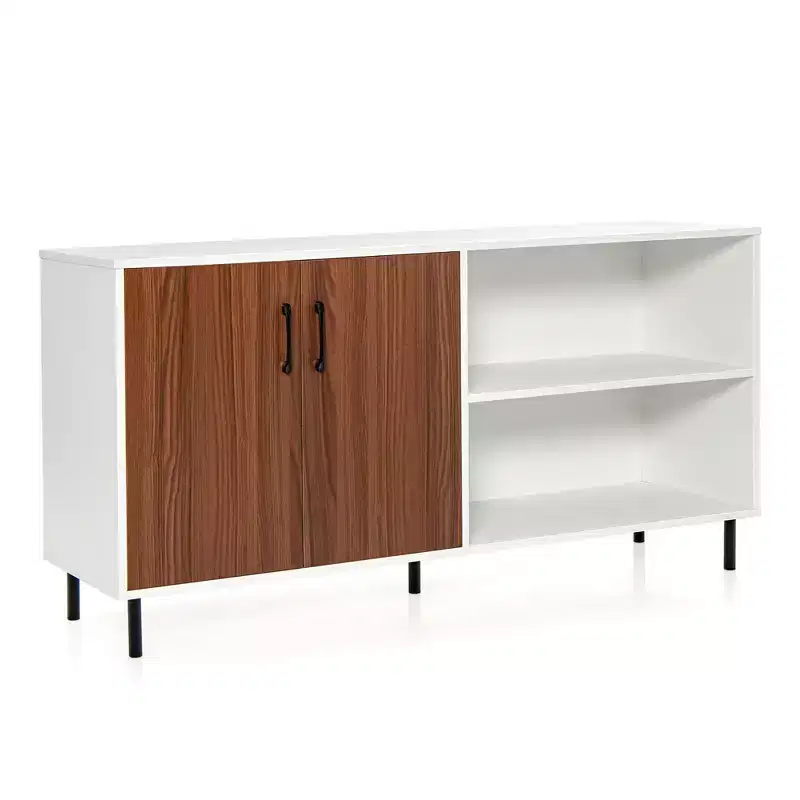 Costway Modern Buffet Sideboard Kitchen Storage Cabinet w/ 2 Doors & Open Compartments