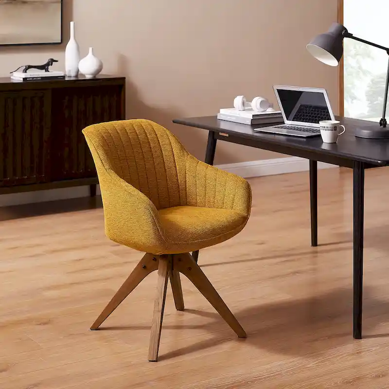 Art Leon Modern Wood Swivel Chair with Oak Legs