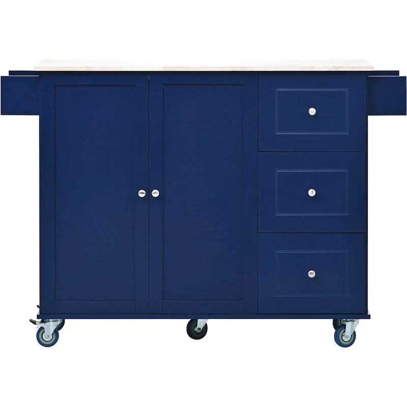 52.7 Inch Width Rolling Mobile Kitchen Island with Locking Wheels