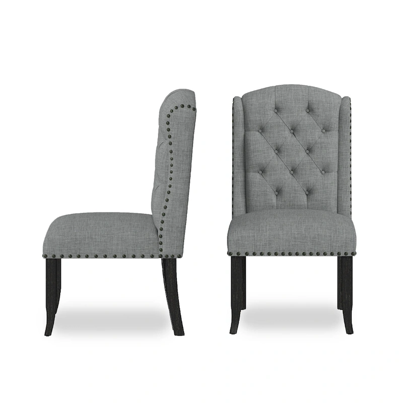 DH LUX Traditional Button-Tufted Set of 2 Dining Chairs by Denhour