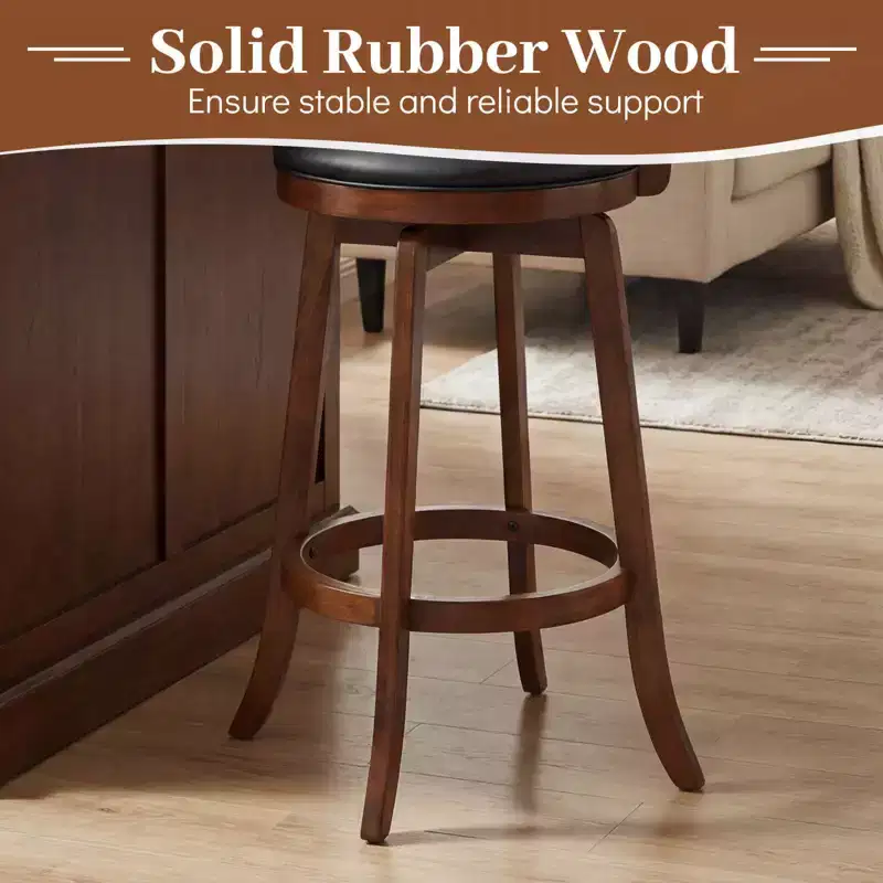 Costway Swivel Bar Stools Set of 2/4, 31 Bar Height Barstools with Backrests & Wood Frame Brown
