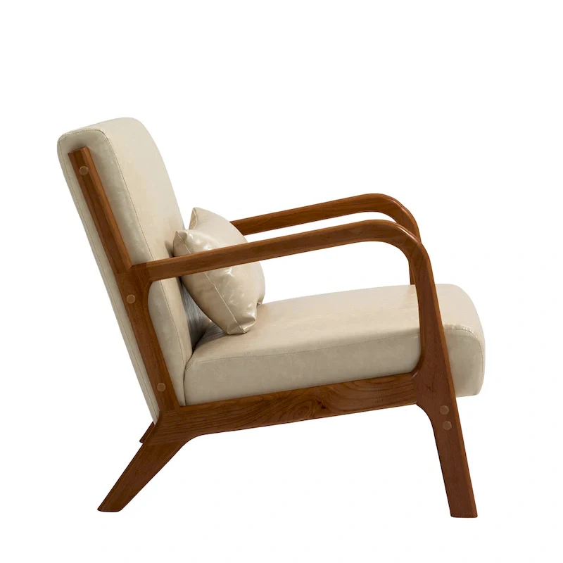 Mid-Century Modern Upholstered Accent Chair with Wood Frame