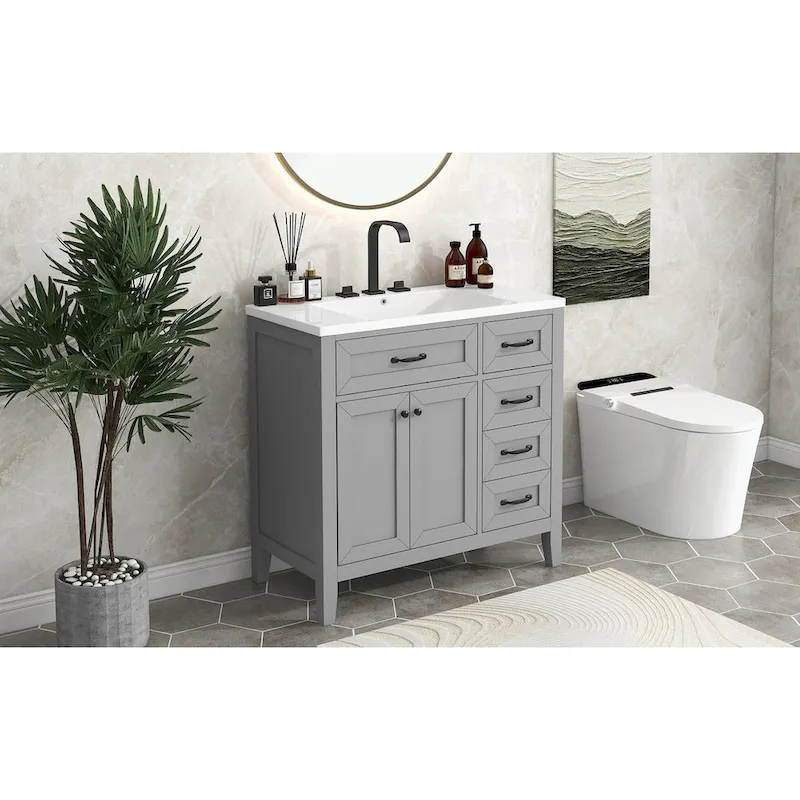 Grey/White/Black Rubber Wood 36