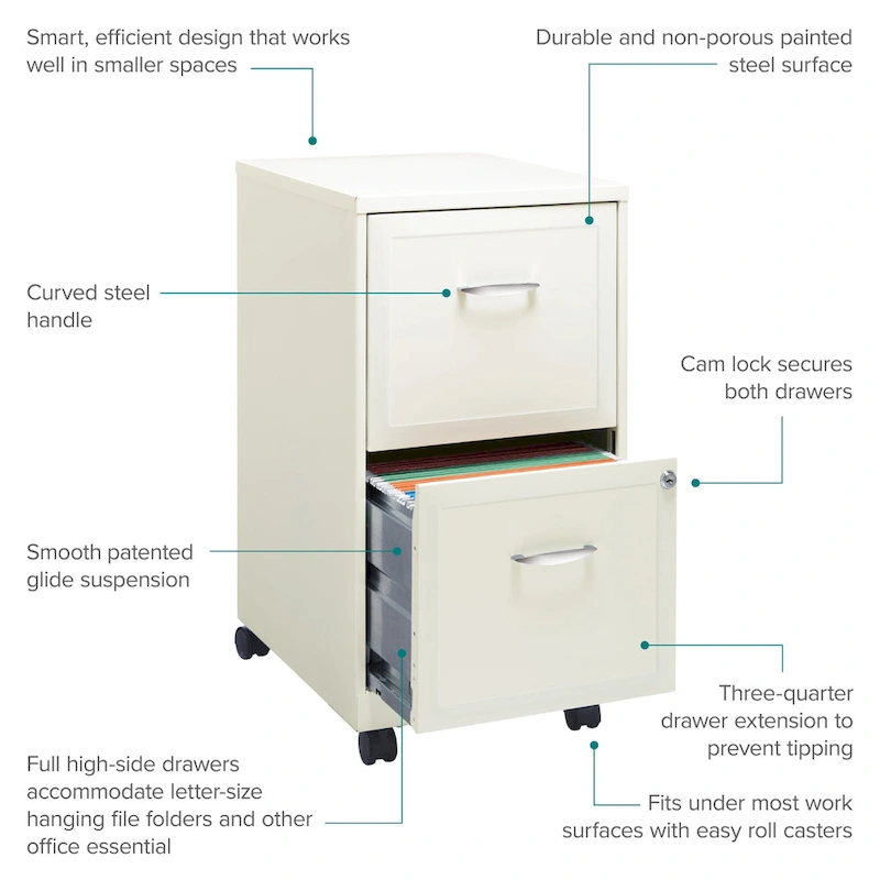 Space Solutions Pearl White 2-drawer Mobile File Cabinet