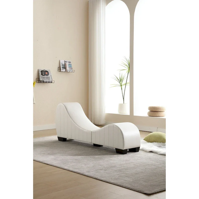 Modern Faux Leather Curved Yoga Chaise Lounge - 13.78 x 62.20 x 25.79