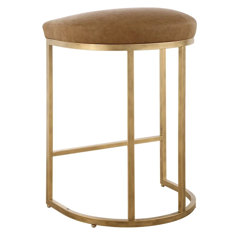 Counter Stool - Gold & Camel - Half-Moon Base