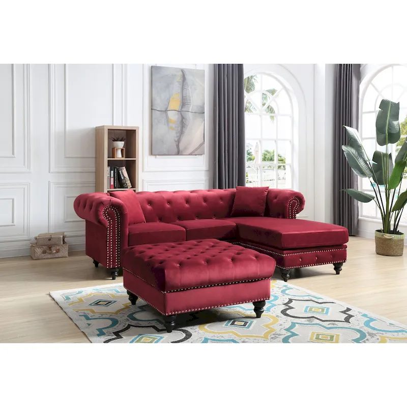 Nola Velvet Sofa with Chaise