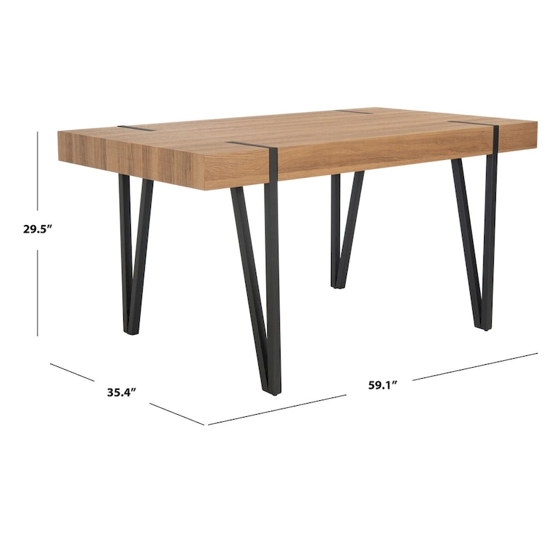 SAFAVIEH Asal Mid-Century Industrial Rustic Dining Room Table - 59.1 W x 35.4 L x 29.5 H - 59Wx35Dx30H