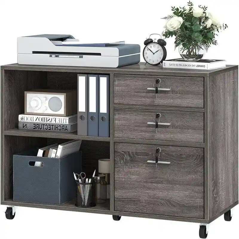 3-Drawer Mobile Lateral Filing Cabinet (15.6
