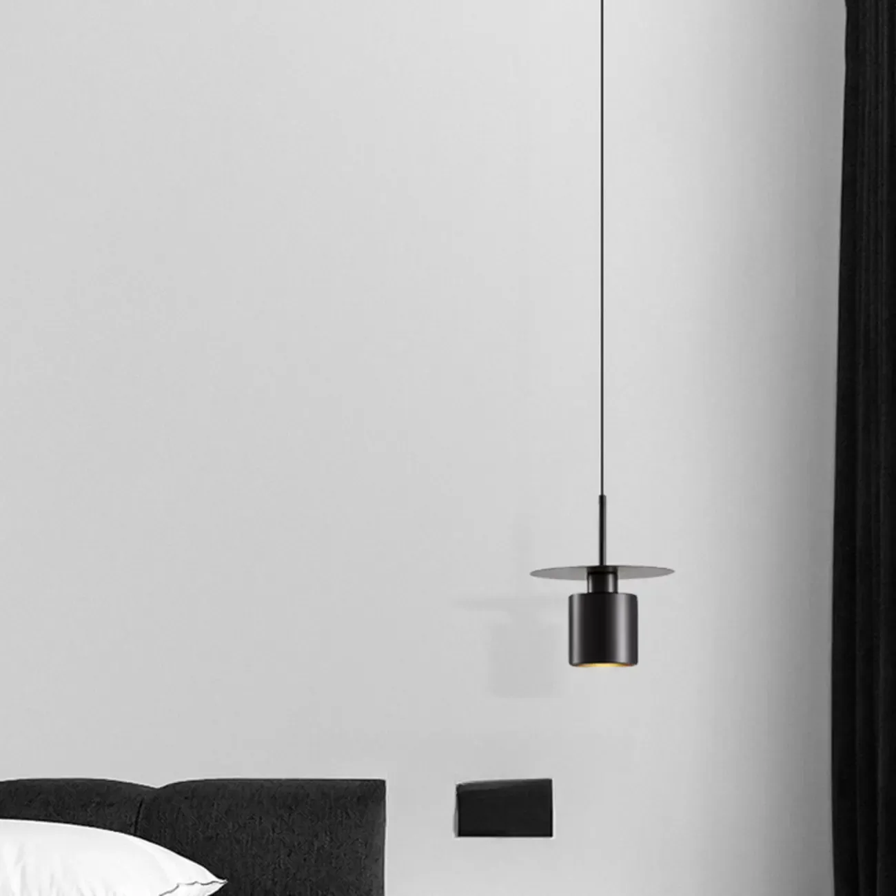 Art Deco Black Metal Geometric Hanging Bedroom Pendant Light