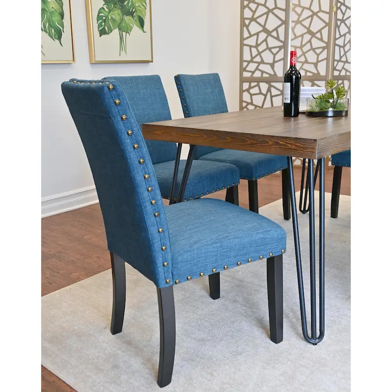 Roundhill Furniture Amisos 6-Piece Dining Set, Hairpin Dining Table with 4 Chairs and Upholstery Bench