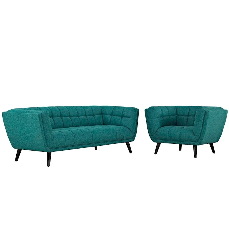2-Piece Upholstered Fabric Sofa and Armchair Set