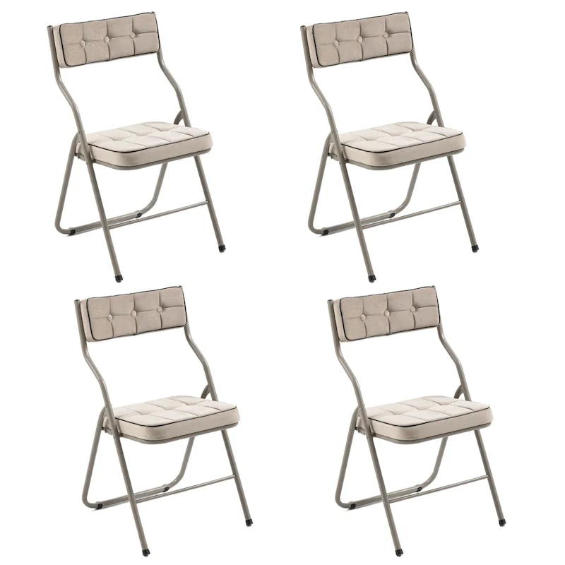 Khaki / Grey / Green / Blue Tufted Velvet Folding Dining Chair, Set of 4