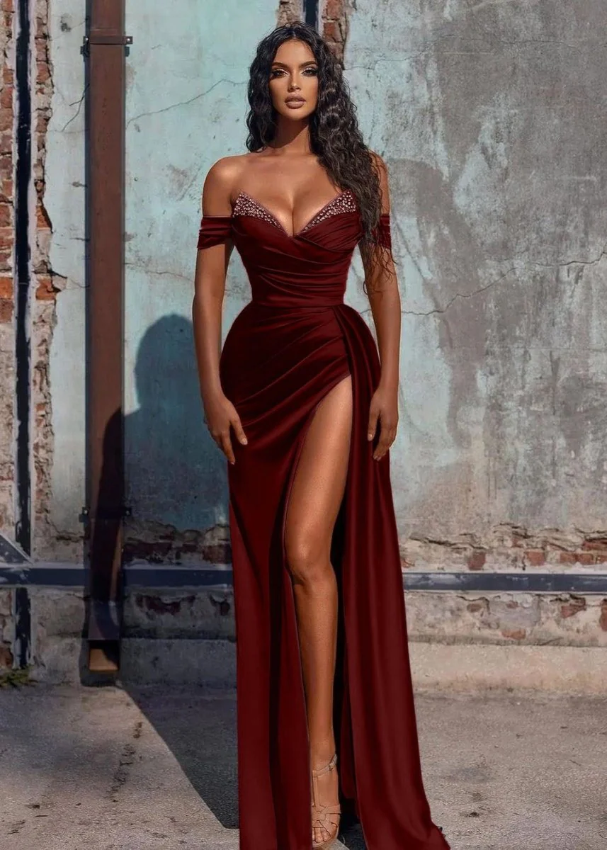 Mermaid Satin Long Prom Dress with Slit