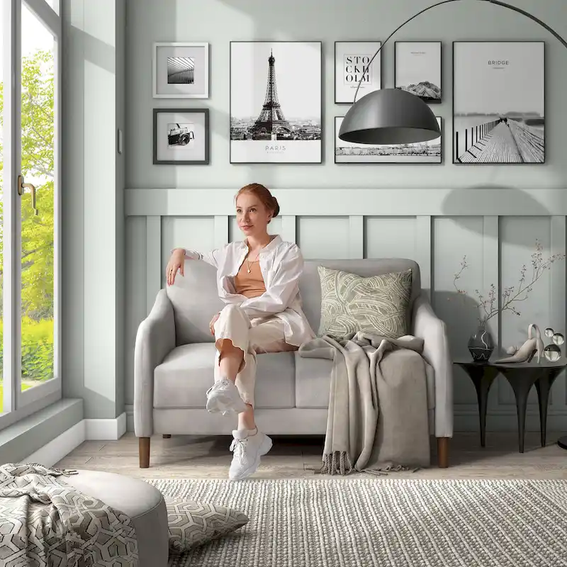 Grey Velvet Loveseat – 2-Seat, 52