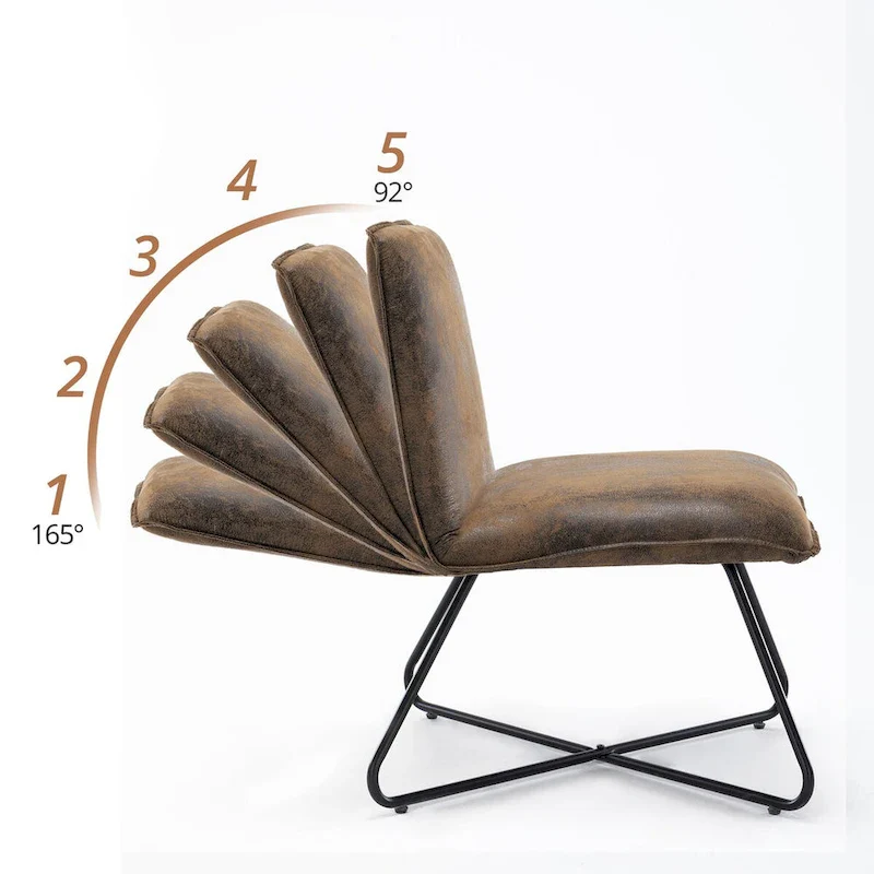 Mid Century Faux Leather Accent Chair With Adjustable Backrest Set of 2 - 31.5 H X 22.2 W X 23.6 D