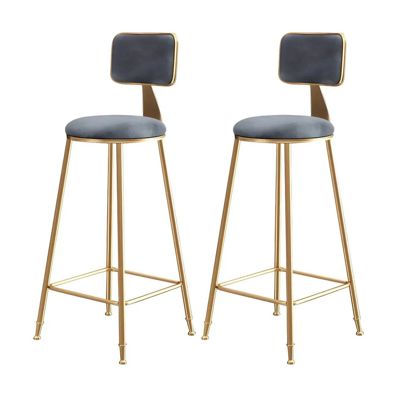 Round Velvet Upholstered Counter Bar Stools