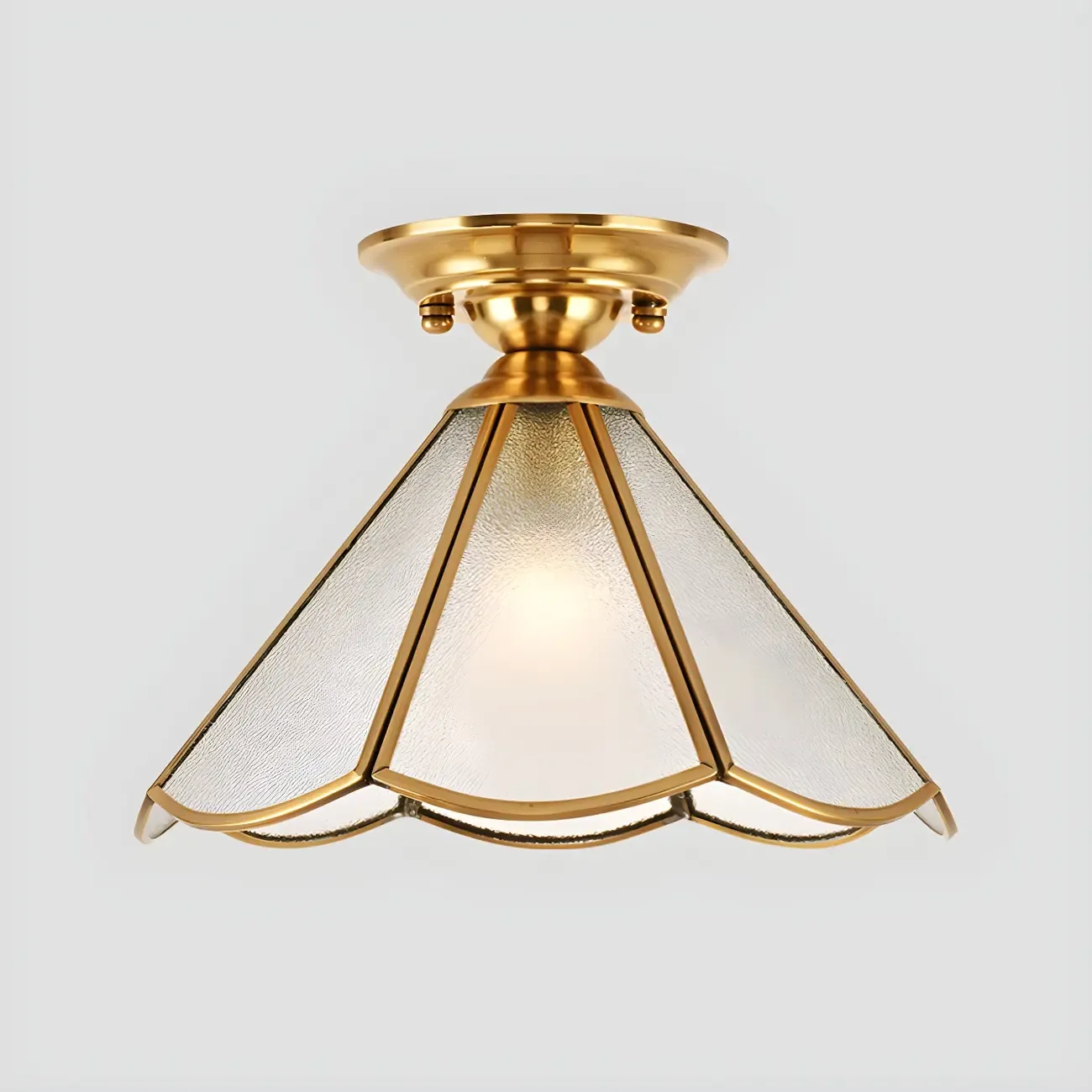 Colonial Dome Gold Glass Semi-Flush Mount Light