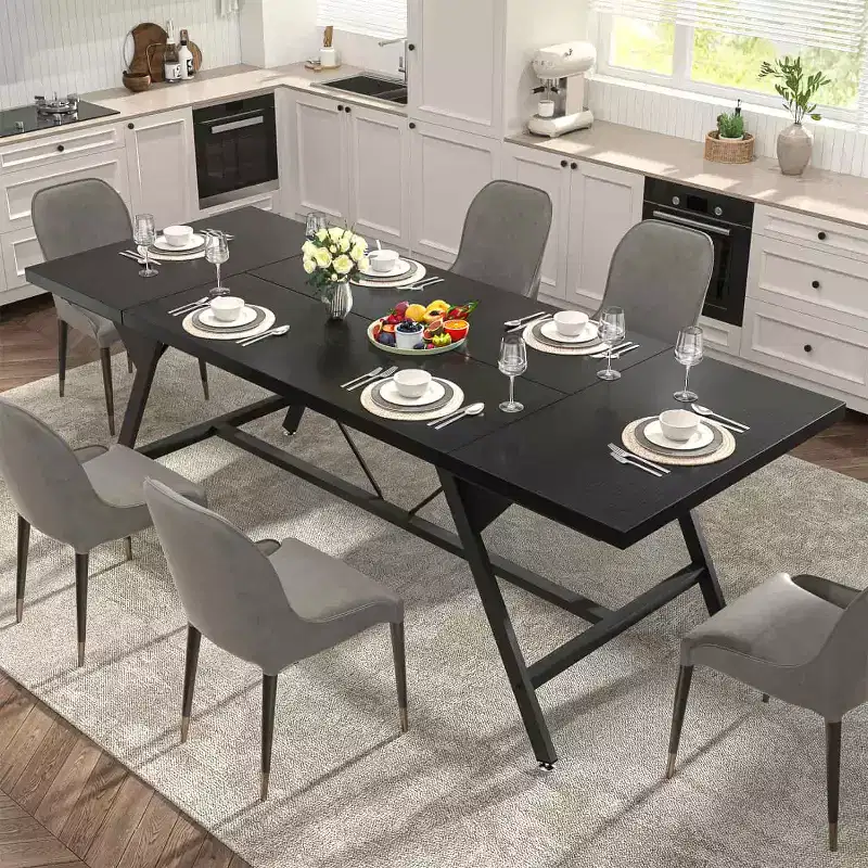 Besiost 71-In Dining Table for 4-6 People, Modern Farmhoue Large Kitchen Table