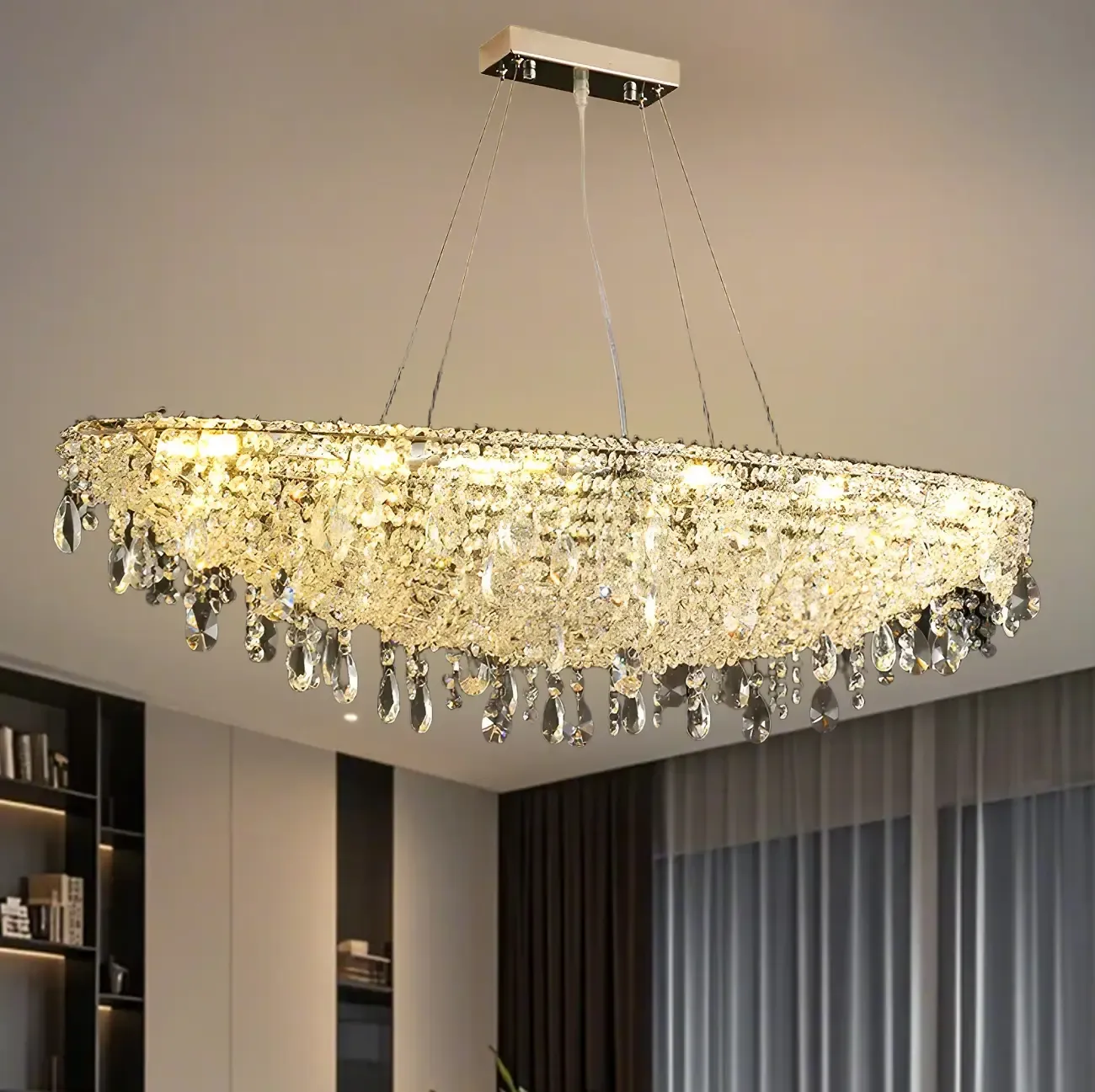 Luxury Crystal 16-Light Island Pendant Light for Kitchen
