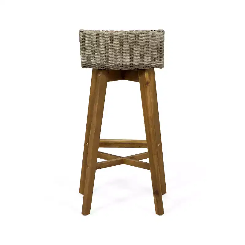 4pk La Brea Acacia Wood & Wicker Patio Barstools - Christopher Knight Home