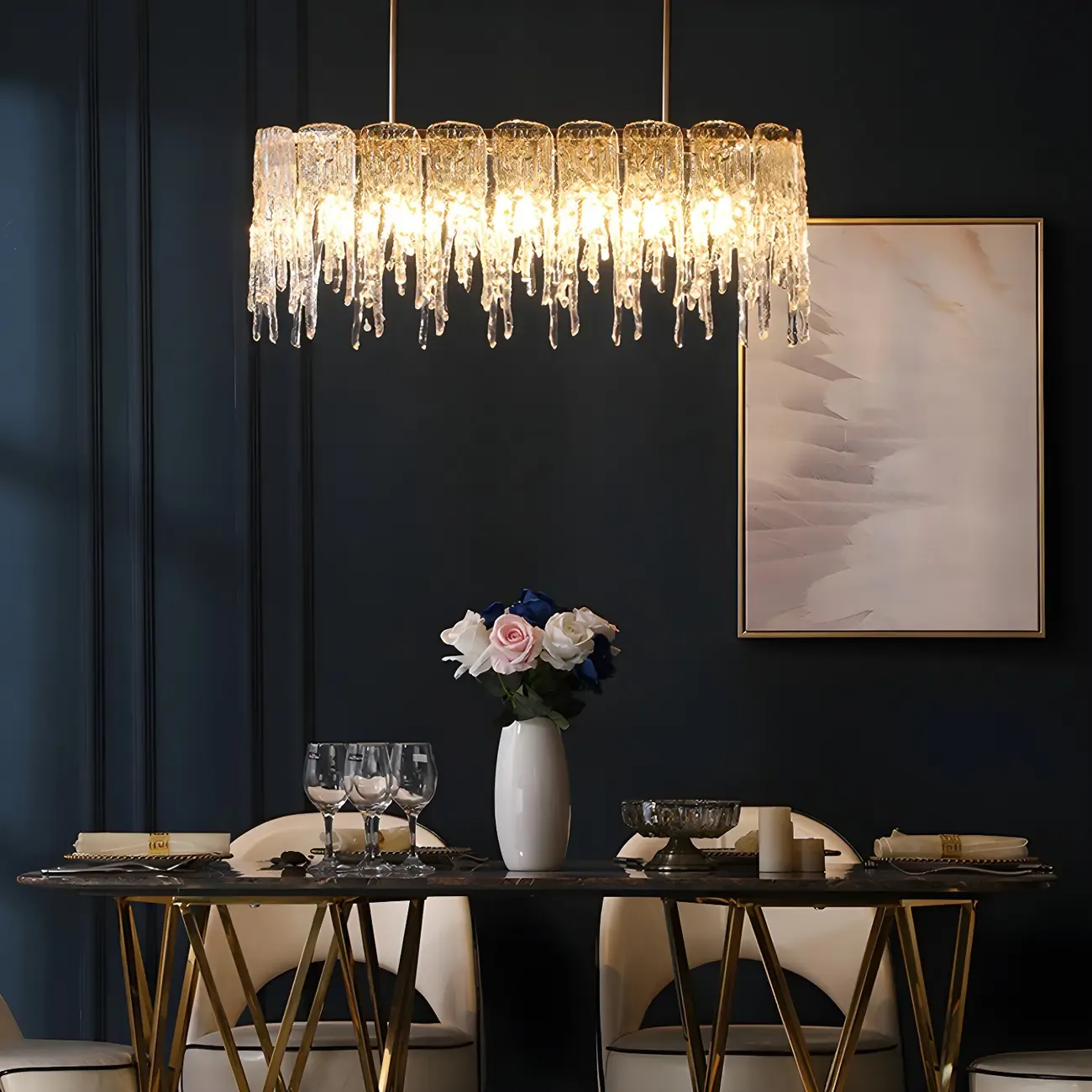 Modern Icicle Glass Chandelier for Dining Area