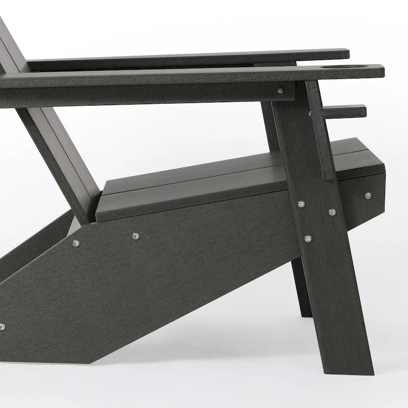 Polytrends Coastin Modern Poly Adirondack Chair (Set of 4), Black