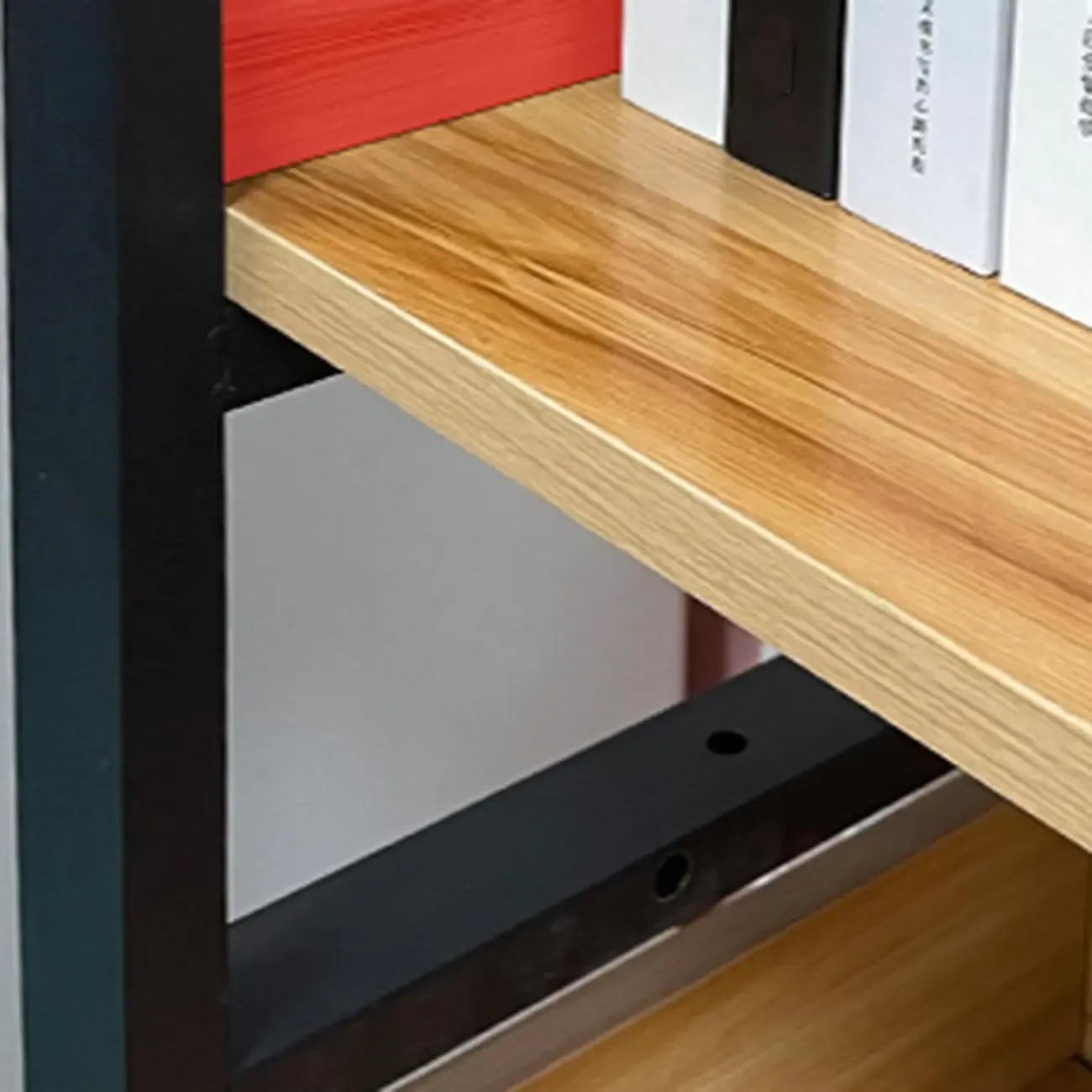 Freestanding Simple Multi-Layer Wood Bookshelf in Steel Frame