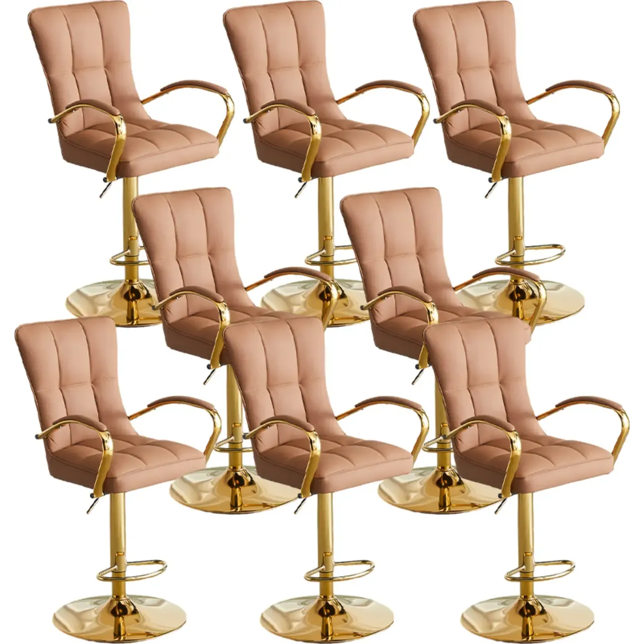 Glam Leather Adjustable Bar Stools with High Back