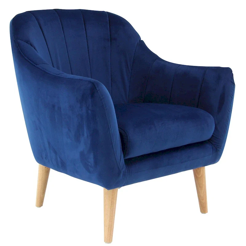 Polyester Living Room Accent Chair with Cushioned Seat – Black, Blue, or Yellow