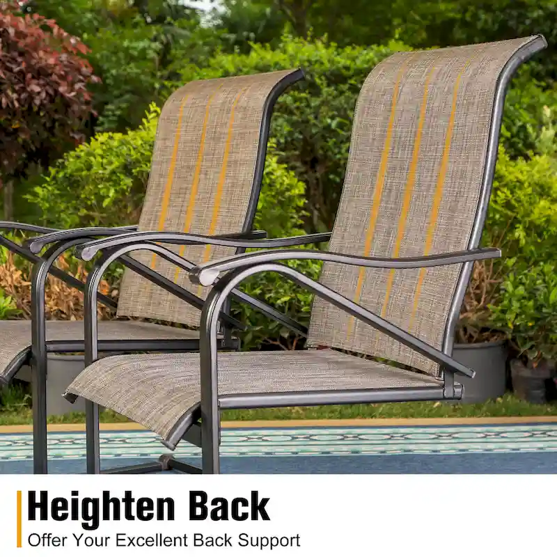 9-Piece Dining Set, 1 Extendable MetalTable and 8 Spring Motion Textilene Chairs