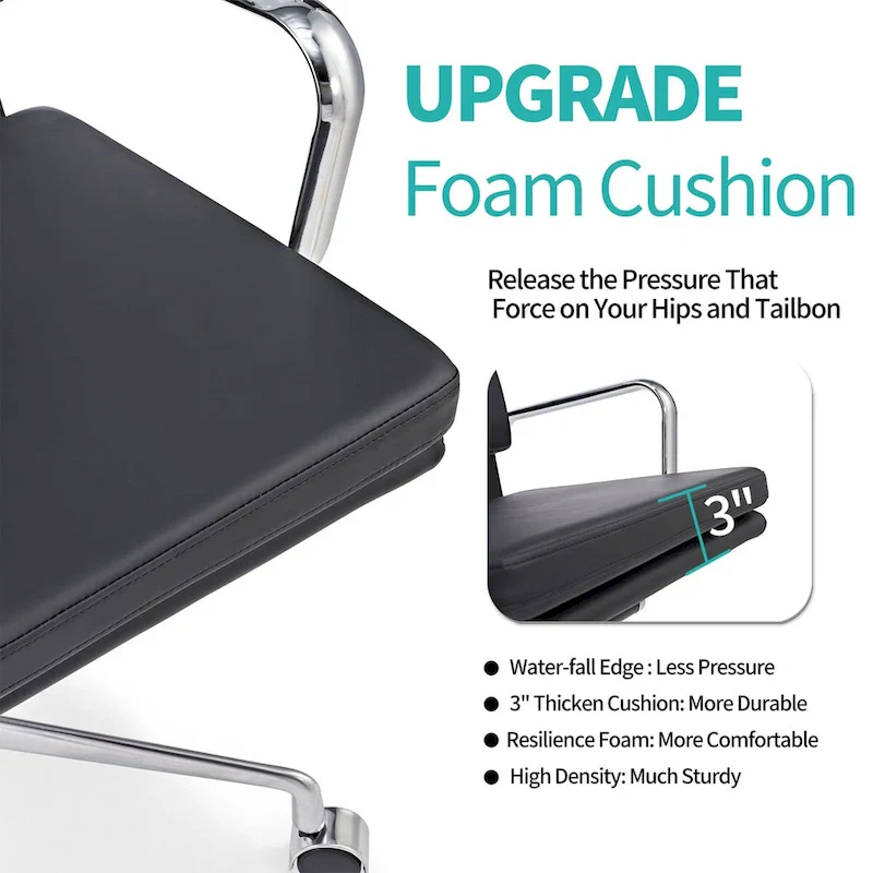 Office Chair PU Leather Adjustable ErgoChair with Thickened Cushion - N/A