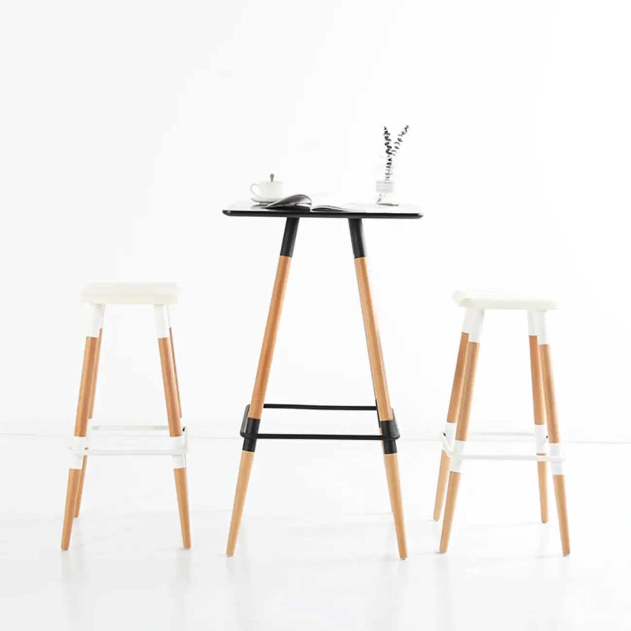 Modern Red Wooden Square Pub Tables