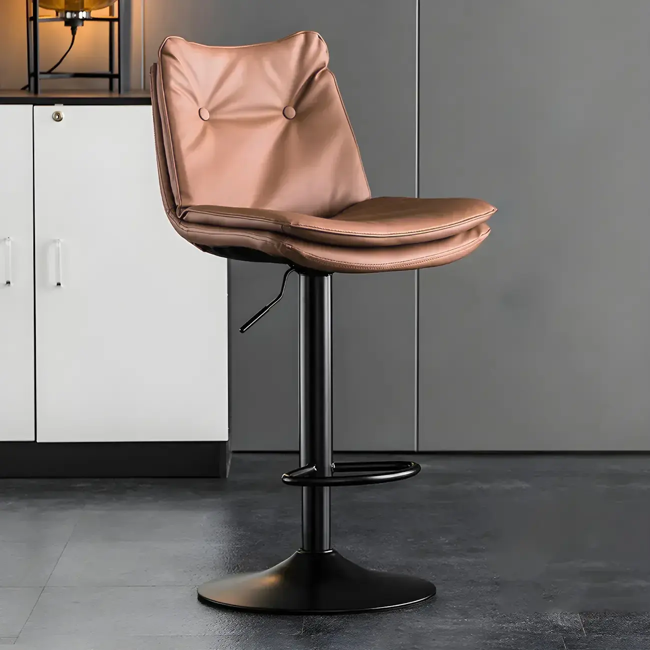Modern Adjustable Leather Swivel Bar Stools