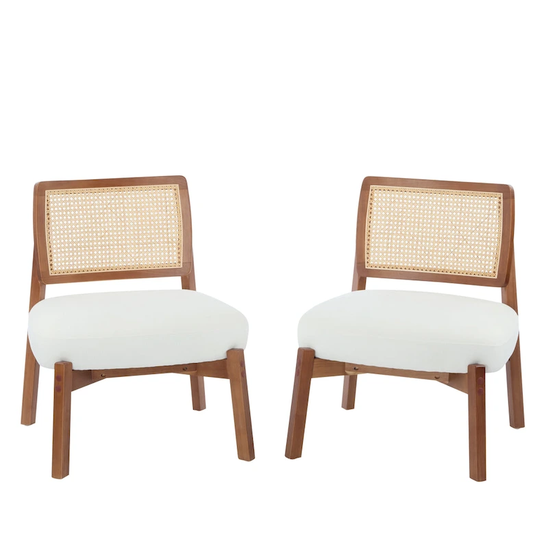 Christopher Knight Home -Alma (Set of 2) Modern Beige Lounge Chair with Woven Backrest, Sturdy Wooden Frame