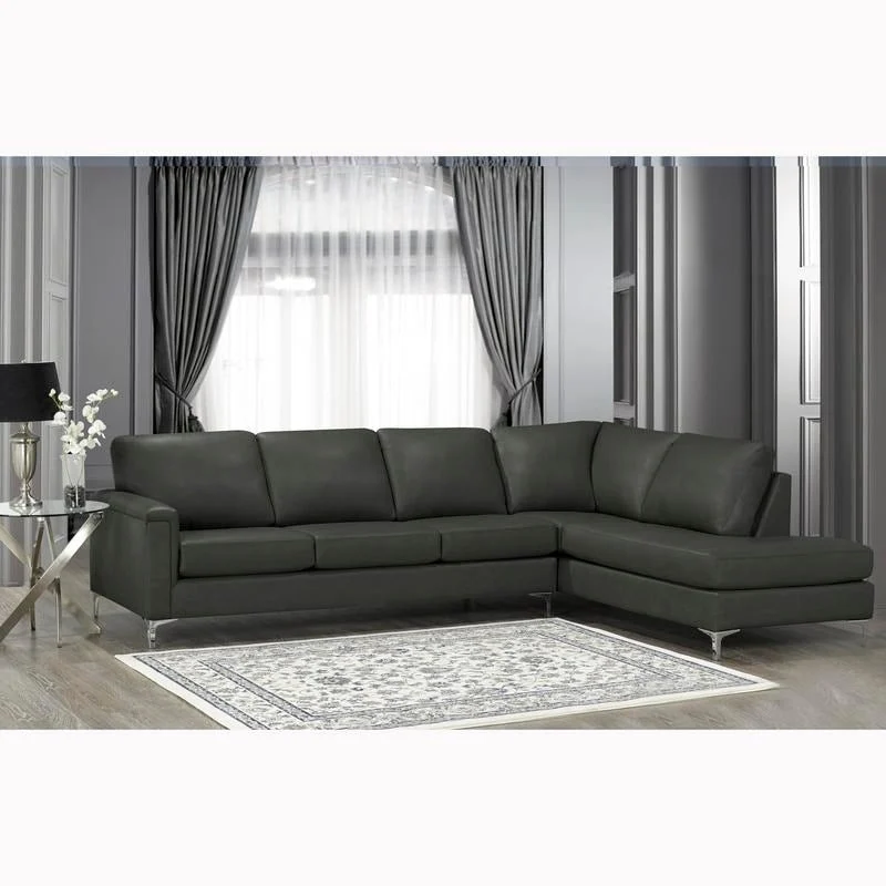 Malibu L-shaped Top-grain Leather Sectional Sofa - 122.5 x 85 x 36.5 x 35
