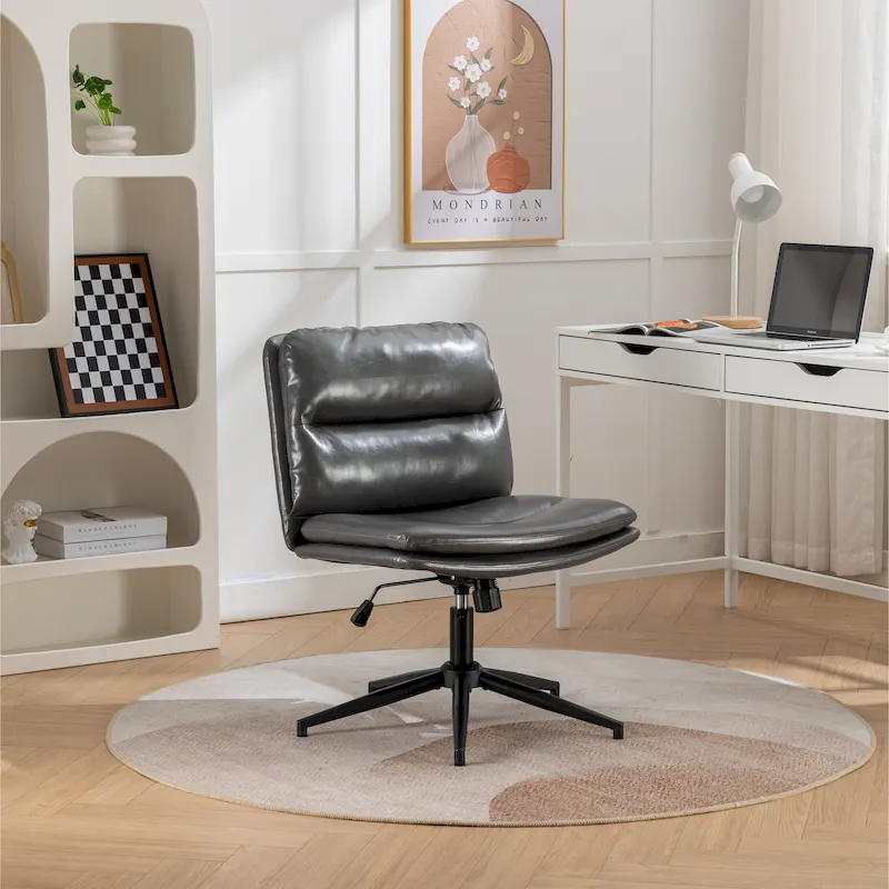 Roundhill Bizerte Adjustable Swivel Criss Cross Chair, Wide Seat Office Chair Vanity Chair